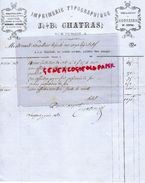 87 - LIMOGES- RARE FACTURE IMPRIMERIE TYPOGRAPHIQUE J.B. CHATRAS- 8 RUE TURGOT- COURRIER DU CENTRE- 1863 - Imprenta & Papelería