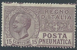 1913-23 REGNO POSTA PNEUMATICA EFFIGIE 15 CENT MH * - I28-7 - Pneumatische Post