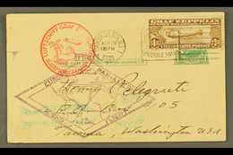 ZEPPELIN MAIL 1929 29th April, Europe Pan-America Round Flight Card Franked US $1.30 Brown Zeppelin Stamp Tied By Warwic - Ohne Zuordnung