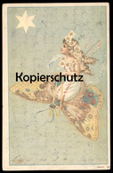 ALTE POSTKARTE MÄDCHEN MIT SCHMETTERLINGSFLÜGEL AUF SCHMETTERLING PAPILLON FEE ELFE Butterfly Fantasie AK Ansichtskarte - Cartes Humoristiques