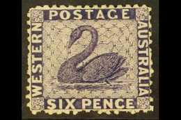 WESTERN AUSTRALIA 1864-79 6d Violet Perf 12½ WATERMARK SIDEWAYS Variety, SG 57b, Fine Mint, Very Fresh & Rare. For More  - Altri & Non Classificati