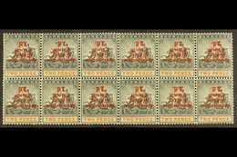 1907 KINGSTON RELIEF FUND (Eighth Setting) Inverted Overprint 1d On 2d, SG 153a, BLOCK OF TWELVE (6 X 2) Including Two N - Barbados (...-1966)