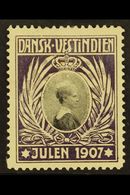 CHRISTMAS SEAL 1907 'Julen' Christmas Seal, Fine Mint, Very Fresh & Scarce.  For More Images, Please Visit Http://www.sa - Danish West Indies