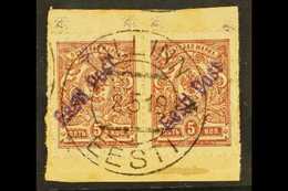 1919 TALLIN LOCAL. 1919 5k Dull Purple, SG 4d (Michel 4A), Very Fine Used PAIR Tied To Piece By Tallinn 8 May 1919 Cds ( - Estland