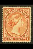 1891-1902 1d Orange Red-brown With WATERMARK REVERSED Variety, SG 18x, Mint, Lovely Fresh Colour. For More Images, Pleas - Falklandinseln