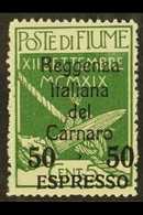 EXPRESS 1920 50c On 5c Green Overprint (Sassone 4, SG E164), Never Hinged Mint, Light Bend Not Distracting, Very Fresh.  - Fiume