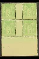 1898-1900 5c Yellow-green Sage Type III, Yvert 102, SG 282, Fine Never Hinged Mint Marginal GUTTER BLOCK Of 4, Very Fres - Sonstige & Ohne Zuordnung