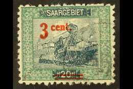 1921 (Apr-May) 3c On 20pf Slate And Green Perf 10½, SG 70b (Michel 70B), Very Fine Used, Cat £225 For More Images, Pleas - Sonstige & Ohne Zuordnung