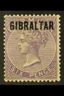 1886 6d Deep Lilac Opt'd "Gibraltar", SG 6, Fine Mint For More Images, Please Visit Http://www.sandafayre.com/itemdetail - Gibraltar