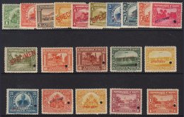 1906-13 Pictorial Complete Set, Scott 125/144, Each With 'SPECIMEN' Overprint And Security Punch Hole, Fresh Never Hinge - Haiti