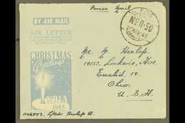 1945 BRITISH MILITARY FORCES CHRISTMAS AEROGRAMME (Kessler 194) Cancelled F.P.O. R-50 Cds, Sent To England, Attractive P - Sonstige & Ohne Zuordnung