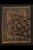 PARMA 1852 25c Black On Violet, Variety Large Right Hand Greek Border, "Greca Larga", Sass 4a, Very Fine Used With Clear - Non Classificati
