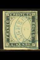 SARDINIA 1861 20c Greenish Cobalt ("cobalto Verdastro") Sassone 15Dg, SUPERB USED Spectacular Example Of This Extremely  - Non Classificati