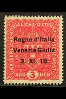 VENEZIA GIULIA 1918 3k Rose Carmine Overprinted, Sass 16, Very Fine Mint. Signed Diena. Cat €800 (£580) For More Images, - Ohne Zuordnung