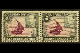 1950 50c Purple And Black, Horizontal Pair, One With Dot Removed, SG 144eb, Neatly Cancelled, Surface Scuff To Upper Lef - Vide