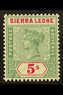 1896 5s Green And Carmine, SG 52, Never Hinged Mint With Small Printing Flaw Within Frame At Base. Unusual. For More Ima - Sierra Leone (...-1960)