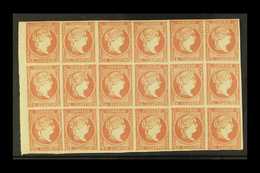 1856 4c Rose-red Thin Paper, SG 55, Michel 40, Fine Never Hinged Mint BLOCK Of 18, All Stamps With Four Margins, Usual B - Other & Unclassified