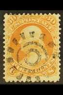 1861-62 30c Orange Franklin, SG 67, Scott 71, Fine With Neat Cogwheel Cork Cancel, Buhler Guarantee Mark. For More Image - Altri & Non Classificati
