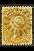 1861-62 5c Buff Jefferson, SG 63, Scott 67, Superb Used With Strong Colour And Neat Segmented Cork Cancel, Buhler Guaran - Altri & Non Classificati