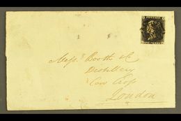 1840 1840 1d Black 'CF' From Rare PLATE XI With Margins Just Touching At Top Right Corner And Into At Base, Tied By Blac - Unclassified