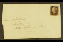 1840 1d Black 'QG' Plate 2, SG 2, Magnificent Used Example With Internal Wrinkle On Cover, Cancelled By Crisp Red Maltes - Non Classificati