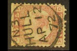 1870 ½d Rose-red Plate 9, SG 48, Used With Superb Almost Complete "Hull" Cds Cancel, Straight Edge At Left & Small Fault - Other & Unclassified