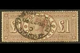 1884 £1 Brown- Lilac Wmk Crowns, SG 185, Used With Single Fully- Dated Registered Oval Datestamp, Very- Well Centred & G - Altri & Non Classificati