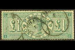 1887-92 £1 Green, SG 212, Used With Cds Pmks, Light Vertical Mark At Left.  For More Images, Please Visit Http://www.san - Altri & Non Classificati