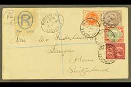 1896 (3 July) Env Registered From London To Berne, Switzerland Bearing A Spectacular 4- Colour Franking Of The 1d Lilac  - Altri & Non Classificati