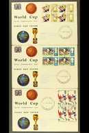 1966 World Cup Football, PHOSPHOR ISSUES Set On First Day Covers In BLOCKS OF FOUR, Wembley F.D.I. Cancels, Neat, Typed  - Other & Unclassified