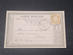 FRANCE - Carte Précurseur De Montmort Pour Tonnerre En 1876 , Affranchissement Cérès - L 11116 - Precursor Cards