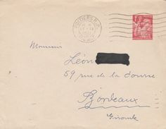 France Entier Postal 1F Iris Poitiers 1941 - Standard Covers & Stamped On Demand (before 1995)