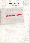 87- LIMOGES- RARE FACTURE MANUSCRITE SIGNEE PAGANETTI-RUE DES COMBES-1857- POTAGERS FOURNEAUX POELERIE FUMISTERIE - Artesanos