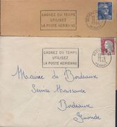 Lettre 2 Flammes Secap Béziers Ppal Et Béziers Principal " Gagnez Du Temps Utilisez La Poste Aérienne" - 1927-1959 Briefe & Dokumente