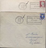 Lettre 2 Flammes Secap Montluçon Et Montluçon Ppal O= " Gagnez Du Temps Utilisez La Poste Aérienne" - 1927-1959 Briefe & Dokumente