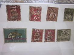 8 Timbres De Suisse Helvétia Perforés Perforé Perforés Perfin Perfins Stamp Perforated Perforations Diverses Voir Scanns - Gezähnt (perforiert)