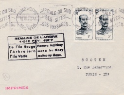 MADAGASCAR  :  Lyautey En Paire Sur Lettre . Cachet Temporaire  " Semaine De L'Arbre 11/16 Fev. 1957 " - Briefe U. Dokumente