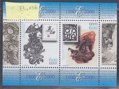Estland-Briefmarkenblock, Exlibris, 100 Jahre Estländische Exlibris-Kunst (EL.136), - Bookplates