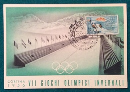 OLIMPIADI CORTINA 1956 CARTOLINA UFFICIALE  ANNULLO DI  CORTINA STADIO DEL GHIACCIO 28/1/1956 - Summer 1924: Paris