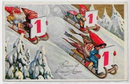 CPA Gnomes Lutin Nain Gnome Circulé Luge - Vertellingen, Fabels & Legenden