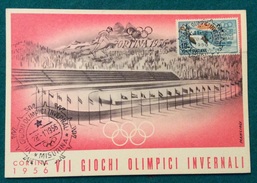 OLIMPIADI CORTINA 1956 CARTOLINA UFFICIALE  ANNULLO DI  CORTINA 3/2/1956   BOB SLEIGH - Sommer 1924: Paris