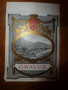 1920 ?   Spécimen étiquette De Vin  GRAVES , N° 500 Déposé,   Imprimerie G.Jouneau  3 Rue Papin à Paris - Red Wines