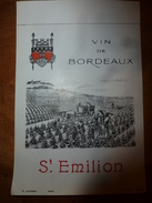 1920 ?   Spécimen étiquette De Vin  ST-EMILION Bordeaux, N° 951 Déposé,   Imprimerie G.Jouneau  3 Rue Papin à Paris - Rouges