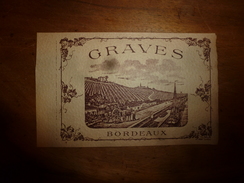 1920 ?   Spécimen étiquette De Vin  De Bordeaux GRAVES N° 999 Déposé,   Imprimerie G.Jouneau  3 Rue Papin à Paris - Vino Tinto