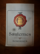 1920 ?   Spécimen étiquette De Vin  De Bordeaux SAUTERNE N° 1.105 Déposé,   Imprimerie G.Jouneau  3 Rue Papin à Paris - Rotwein