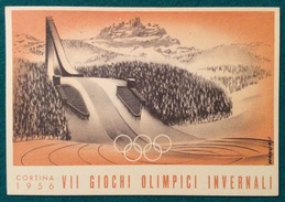 OLIMPIADI CORTINA 1956 CARTOLINA UFFICIALE  ANNULLO DI  CORTINA 19/1/1956   SCI SALTO COMBINATO - Ete 1924: Paris