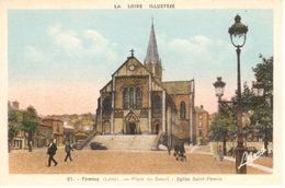 (42) - Loire - CPA - Firminy - Place Du Breuil - Eglise Saint-Firmin - Firminy