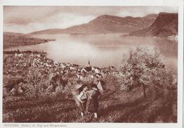 HERGISWIL → Schöne Dorfansicht Aus Der Ferne Mit Bauernkinder, Ca.1940 - Hergiswil