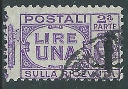 1944 RSI USATO PACCHI POSTALI 1 LIRA SEZIONE - I30 - Paquetes Postales