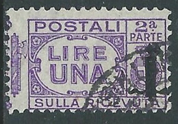 1944 RSI USATO PACCHI POSTALI 1 LIRA SEZIONE - I30 - Postpaketten